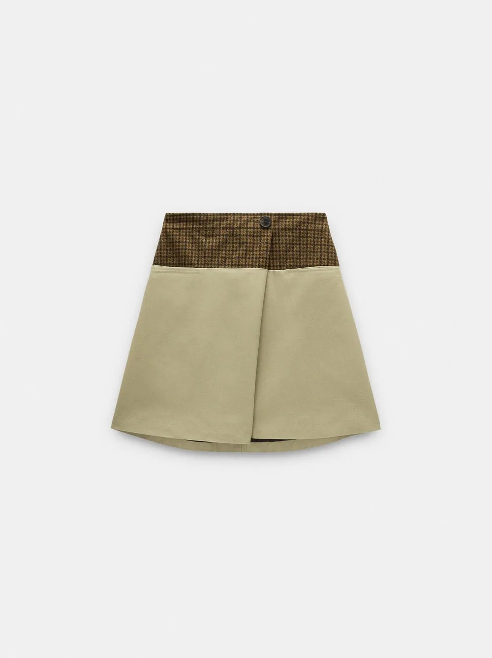 Skort with a square-patterned waistband