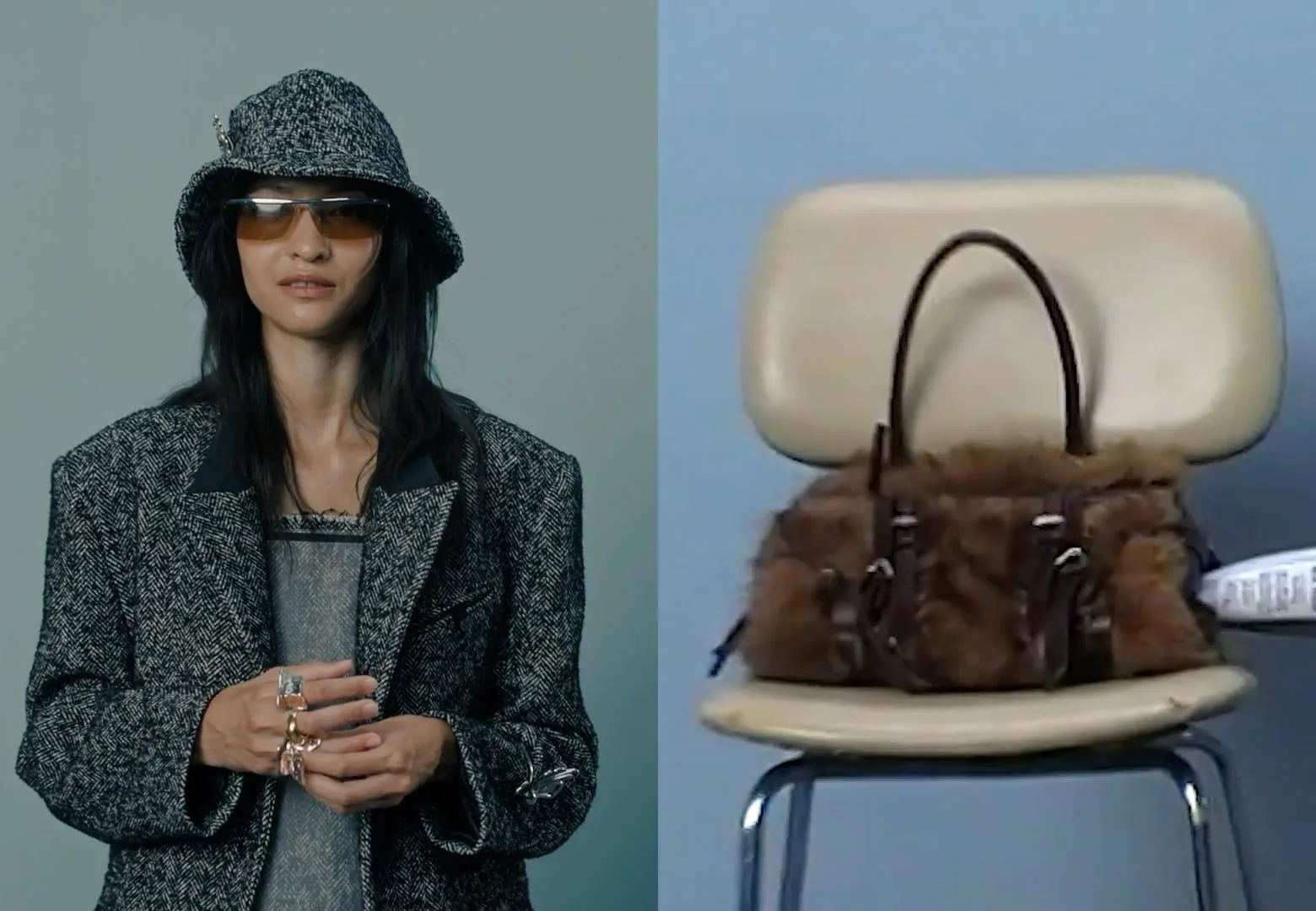 Casting room still: a fur bag waiting on a chair