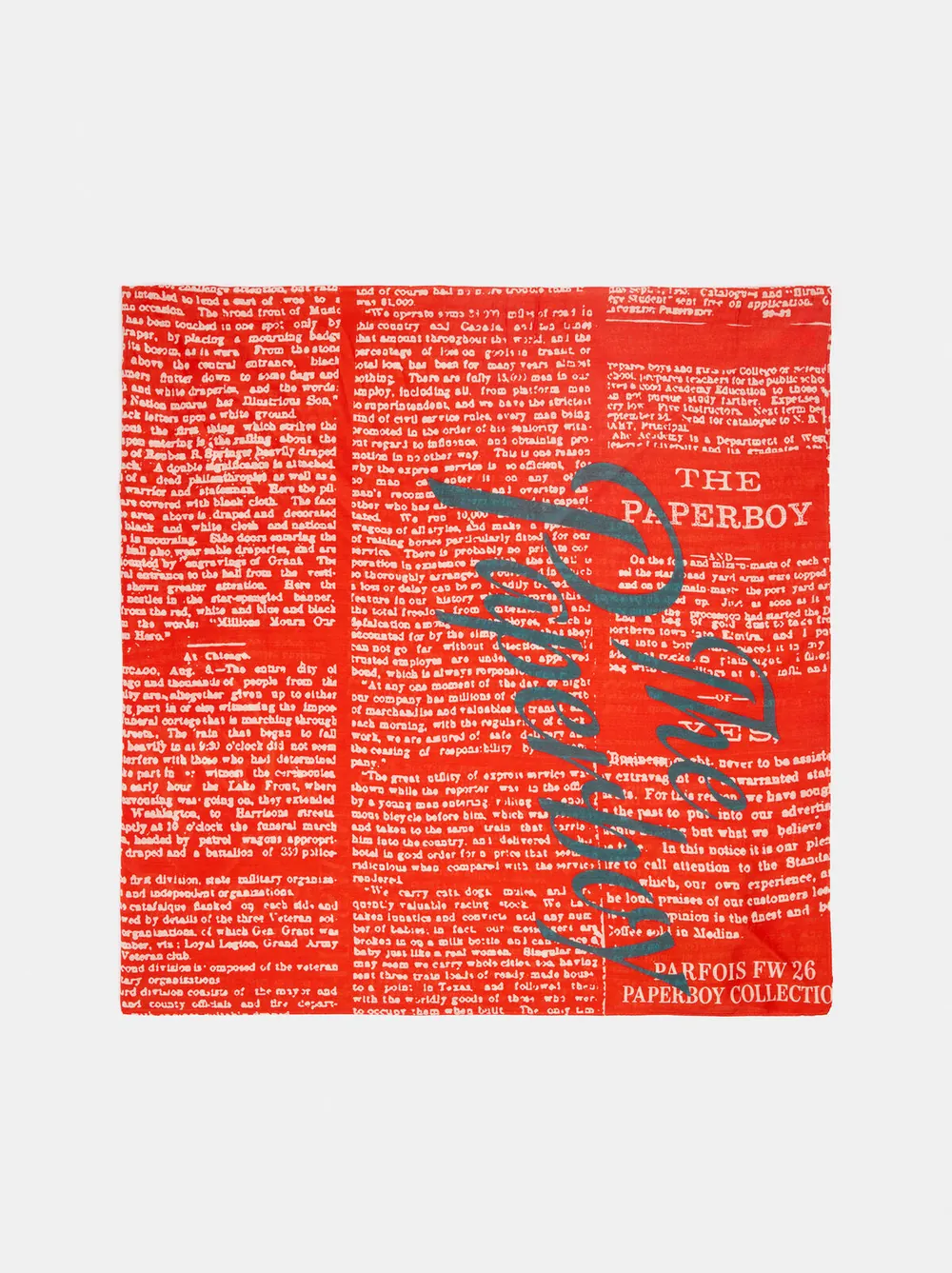 Printed newspaper scarf with a silk blend