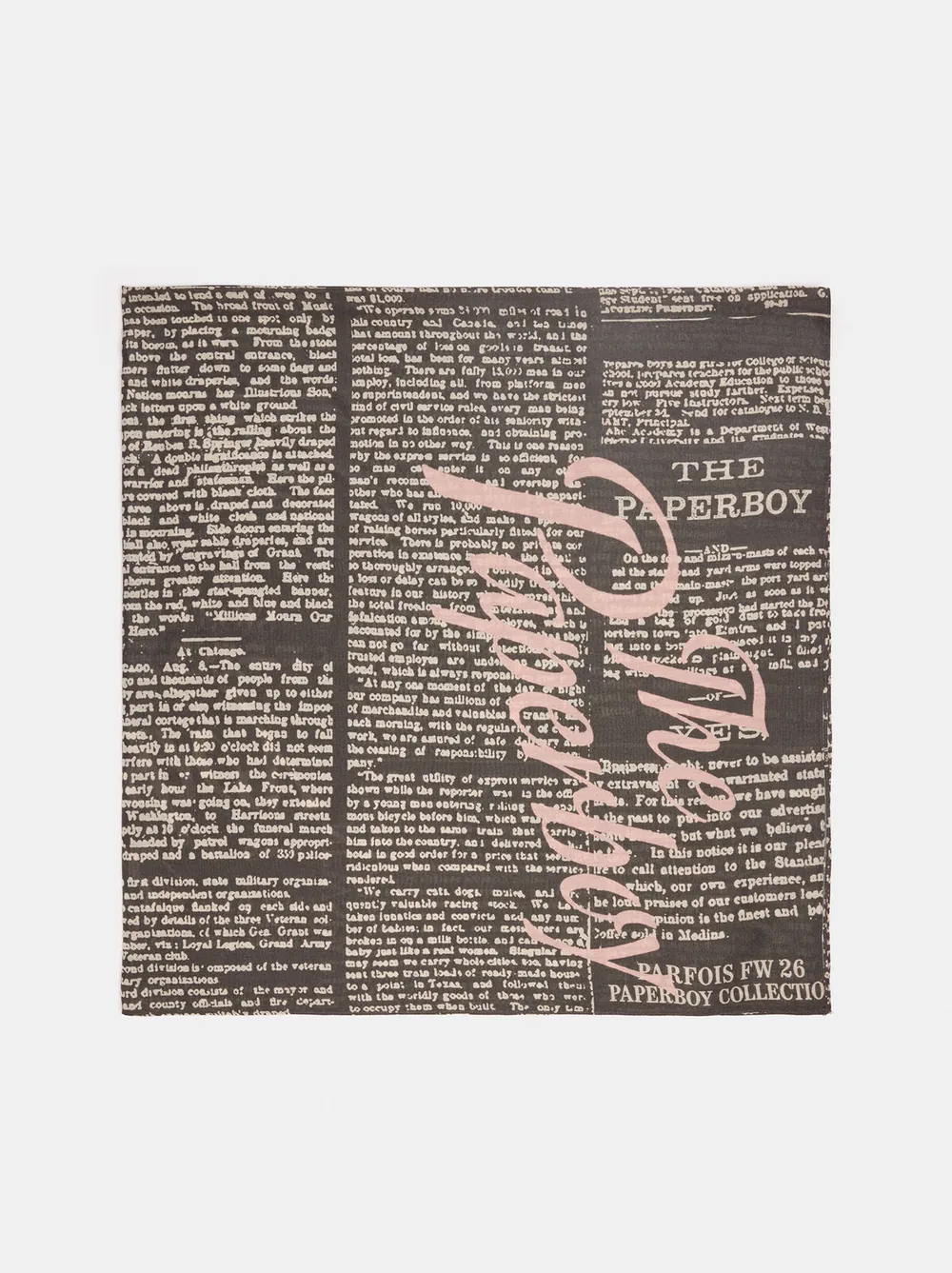 Printed newspaper scarf with a silk blend