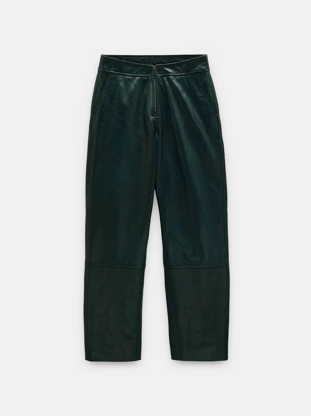 Leather trousers buttons at the hem
