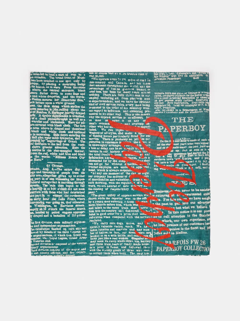 Printed newspaper scarf with a silk blend
