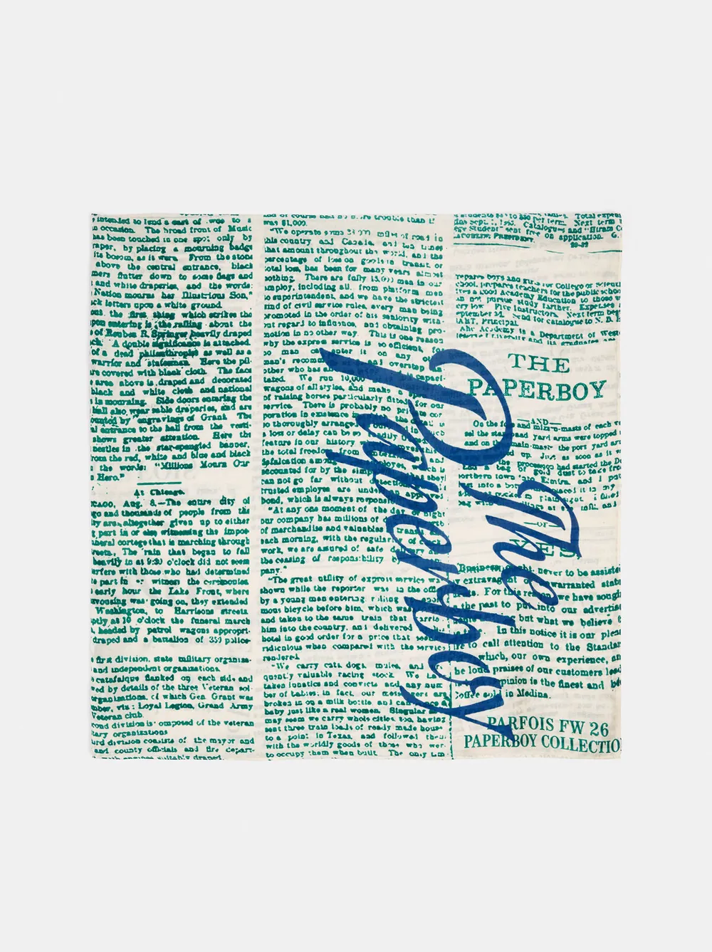 Printed newspaper scarf with a silk blend