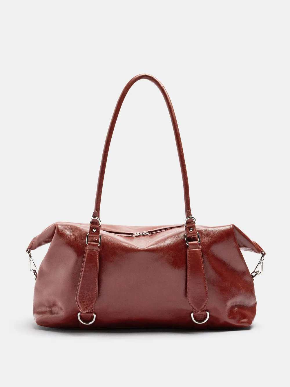 M leather shopper bag with rings