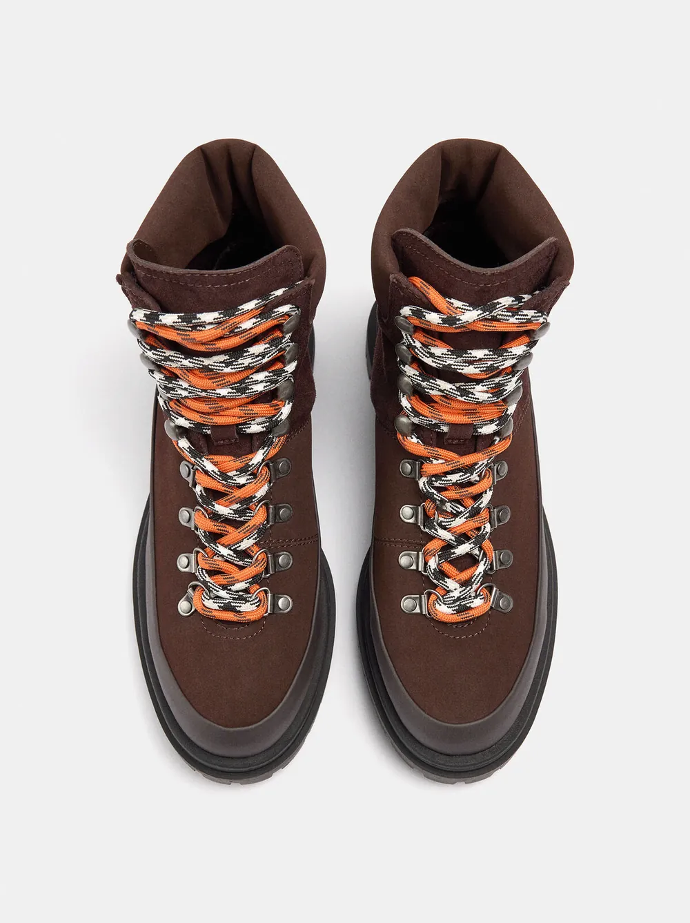 Contrast lace-up ankle boots with track sole