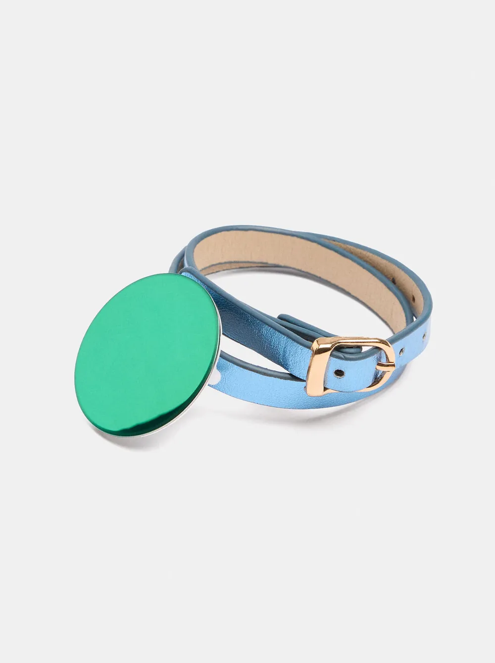 Metallic belt bracelet with pins
