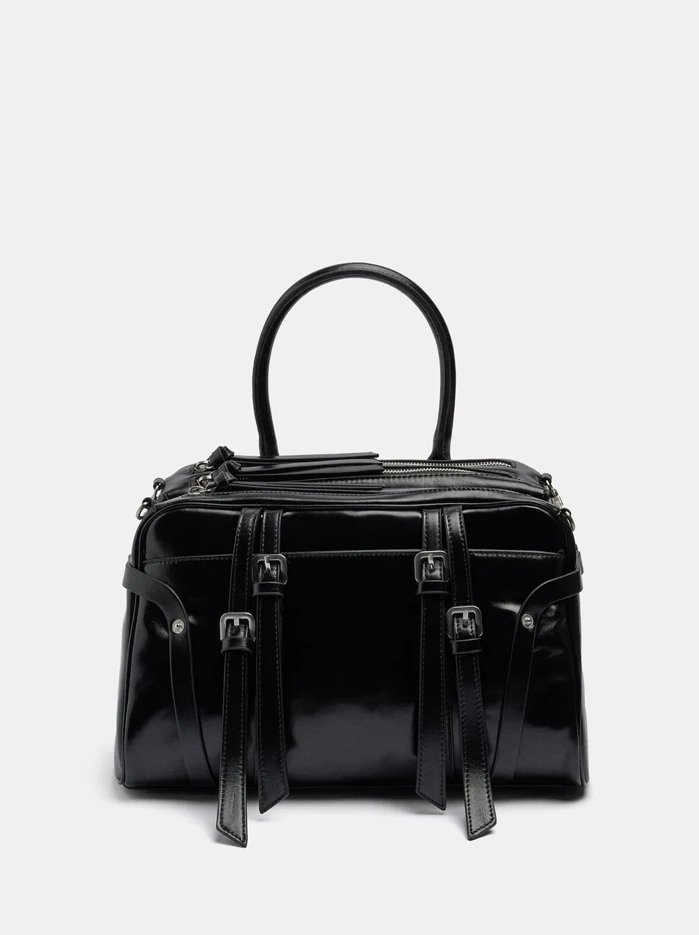 Double leather handbag