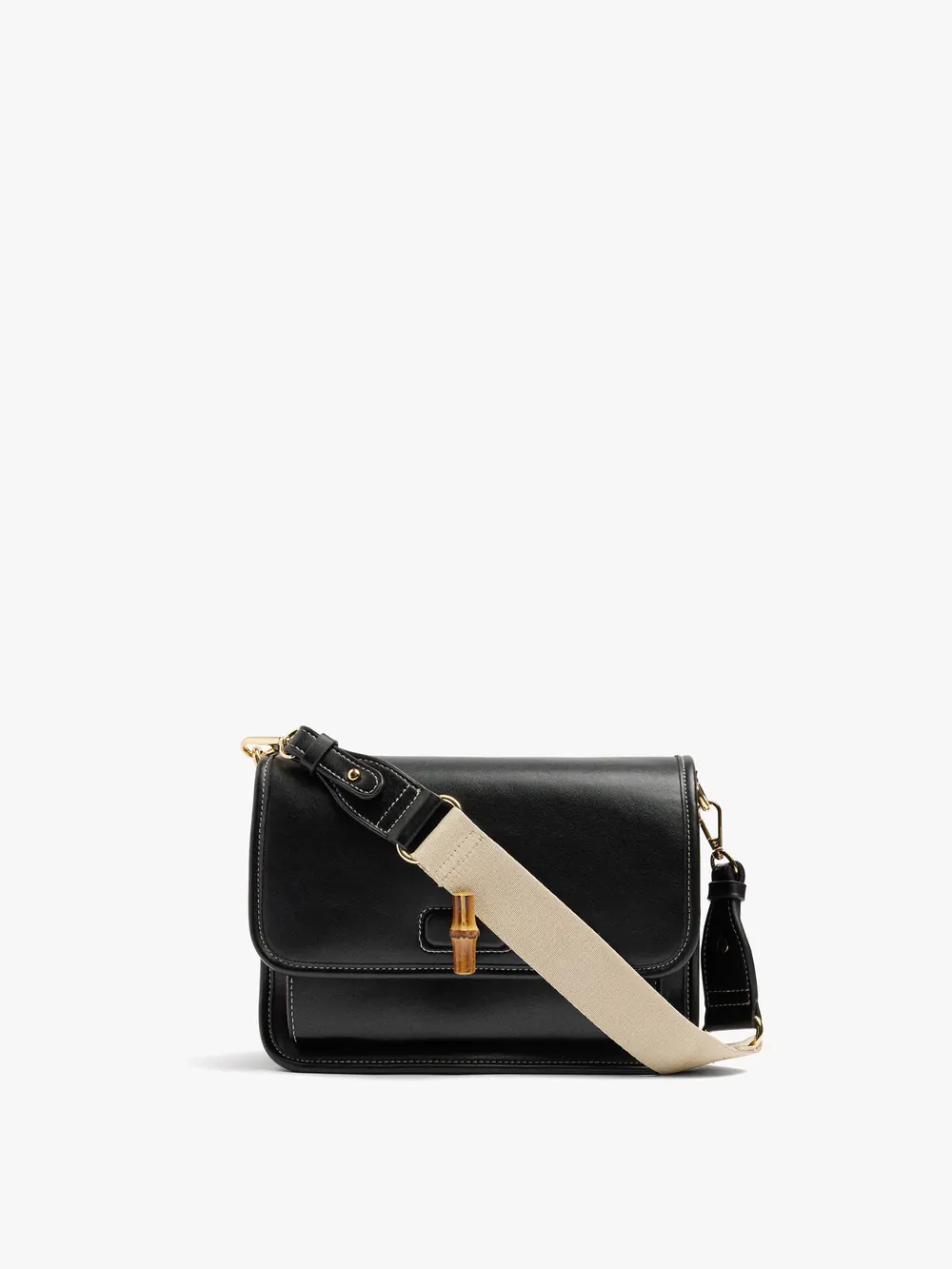 Shoulder bag with flap and crossbody bag strap