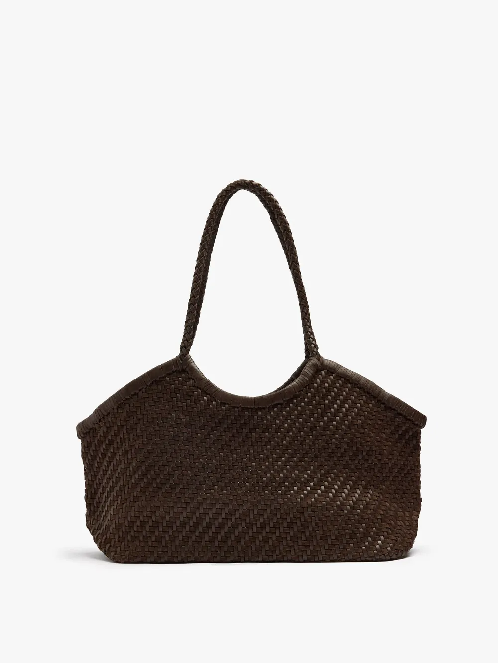 Woven leather shopper bag