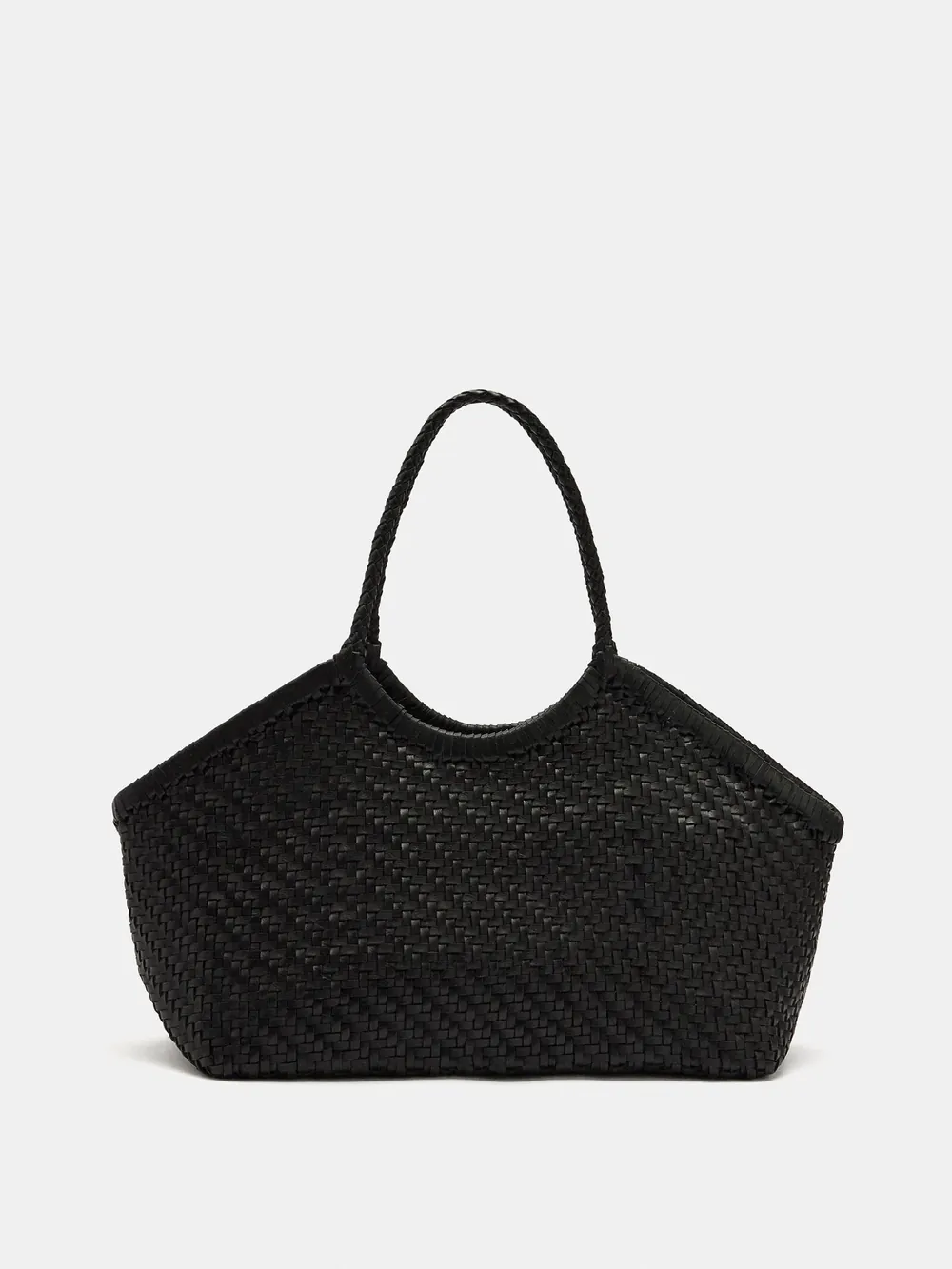 Woven leather shopper bag