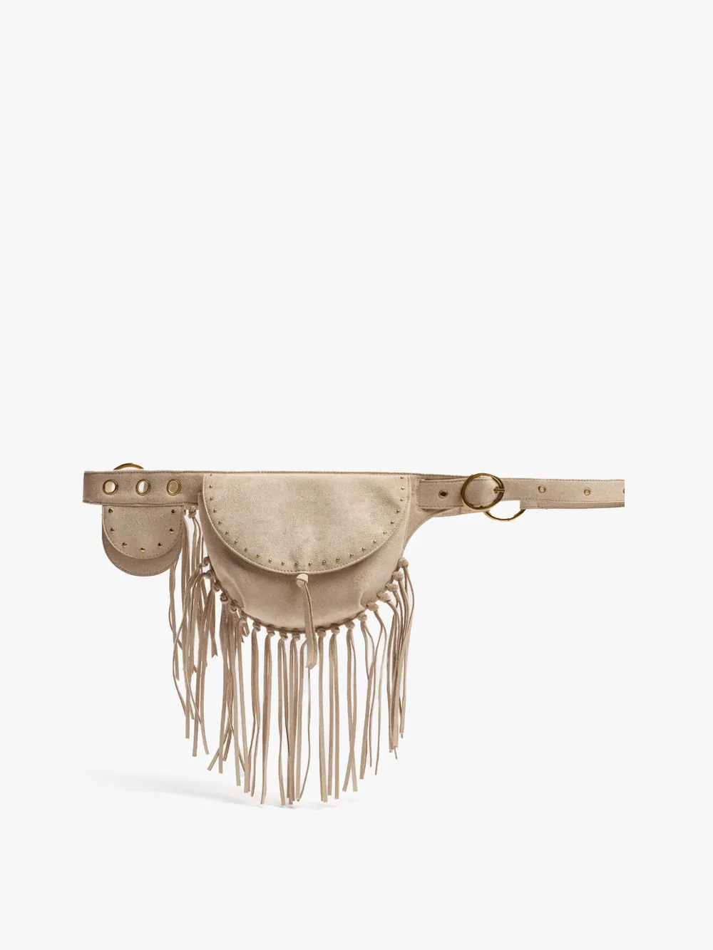 Leather-effect bum bag with fringes
