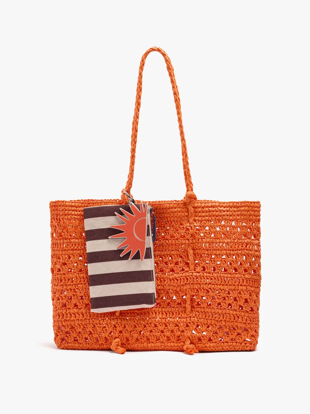 Tote bag braided with paper straw effect