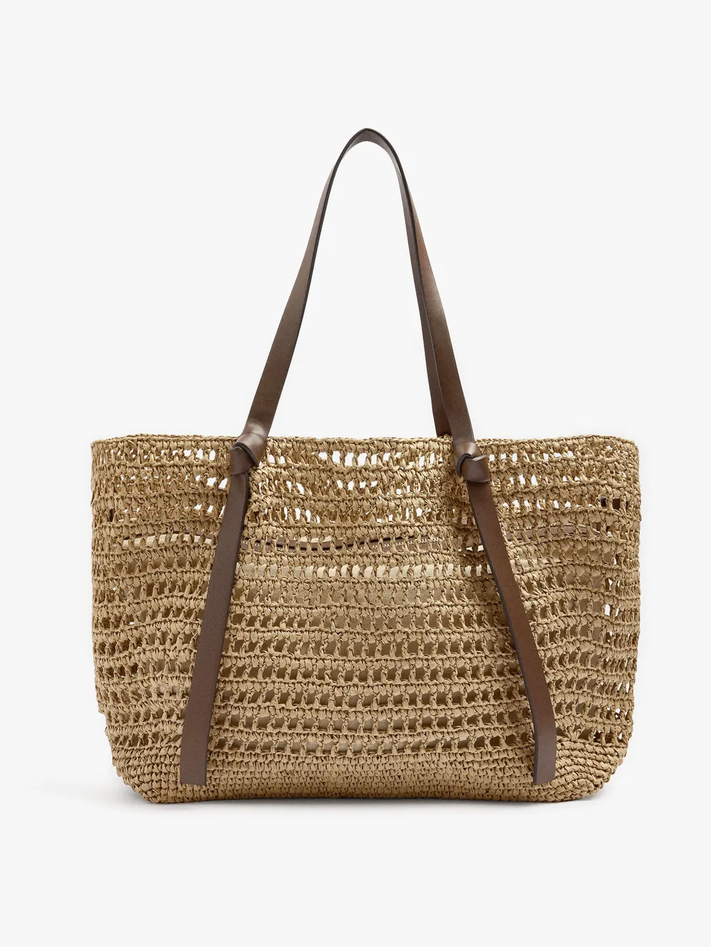 Shopper bag with straw effect with removable bag