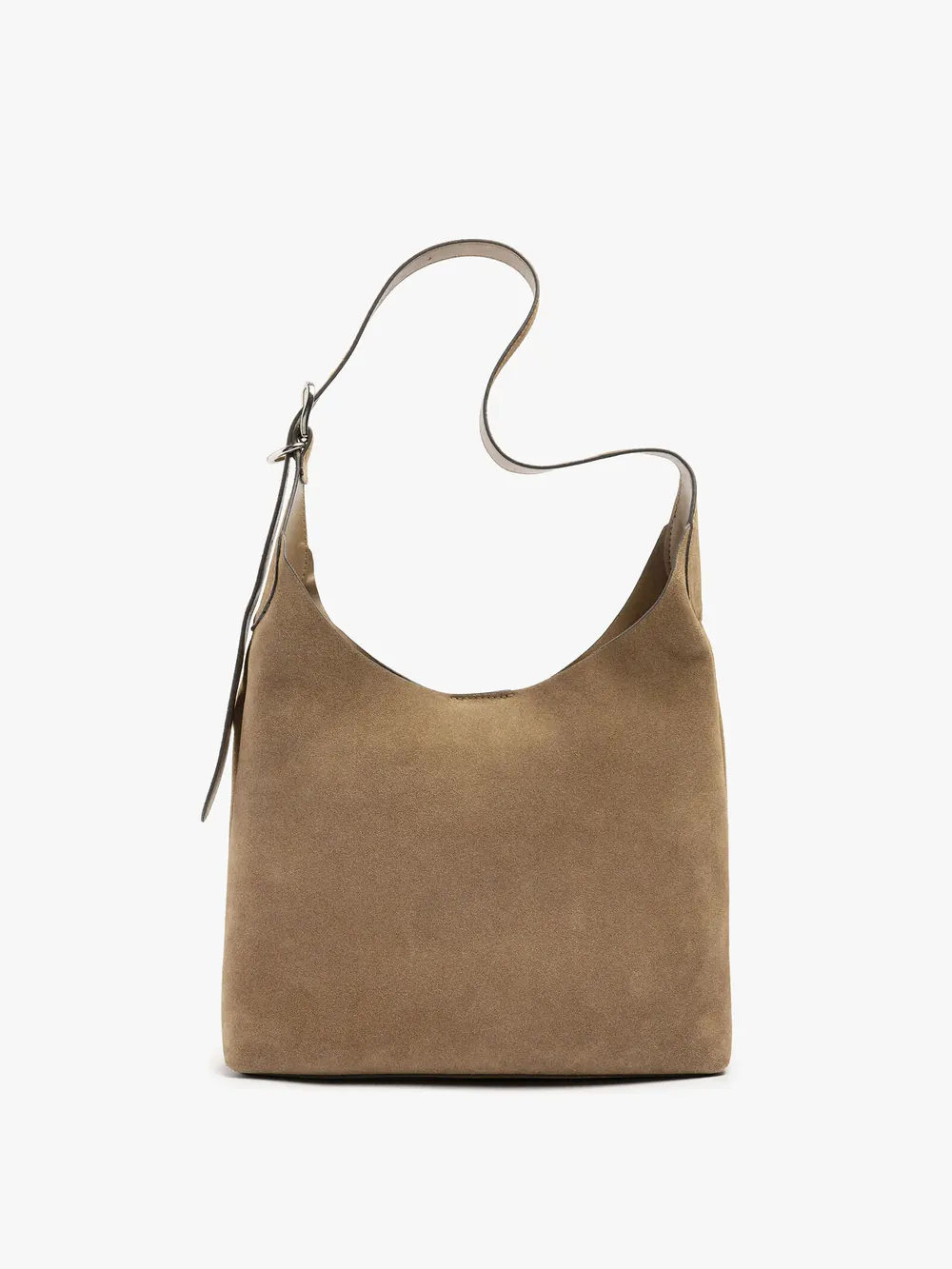 Leather shoulder bag with buckle