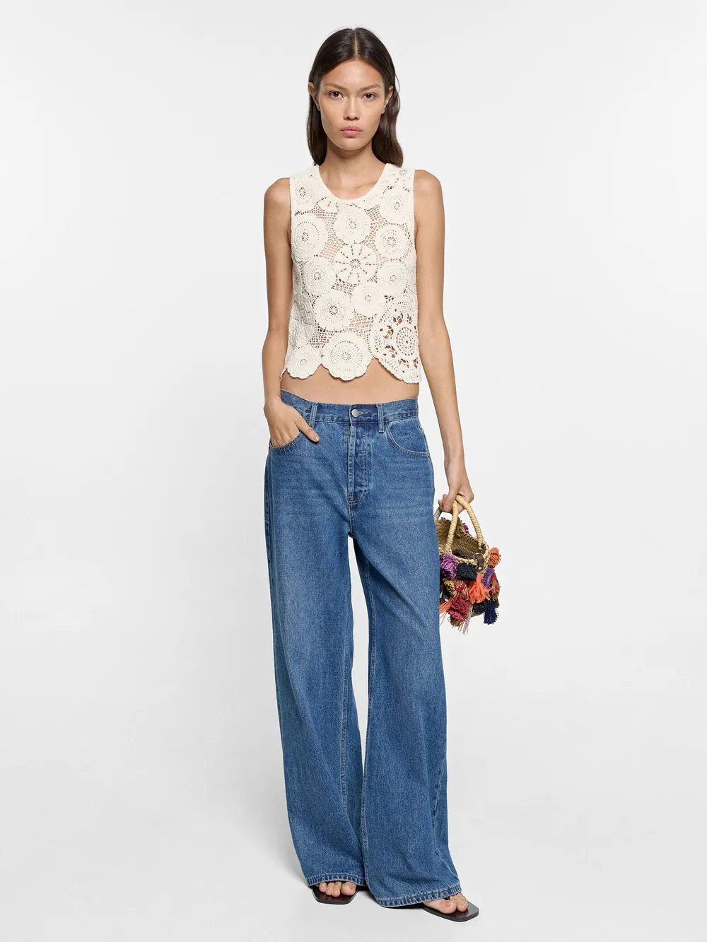 Floral crochet top with 100% cotton