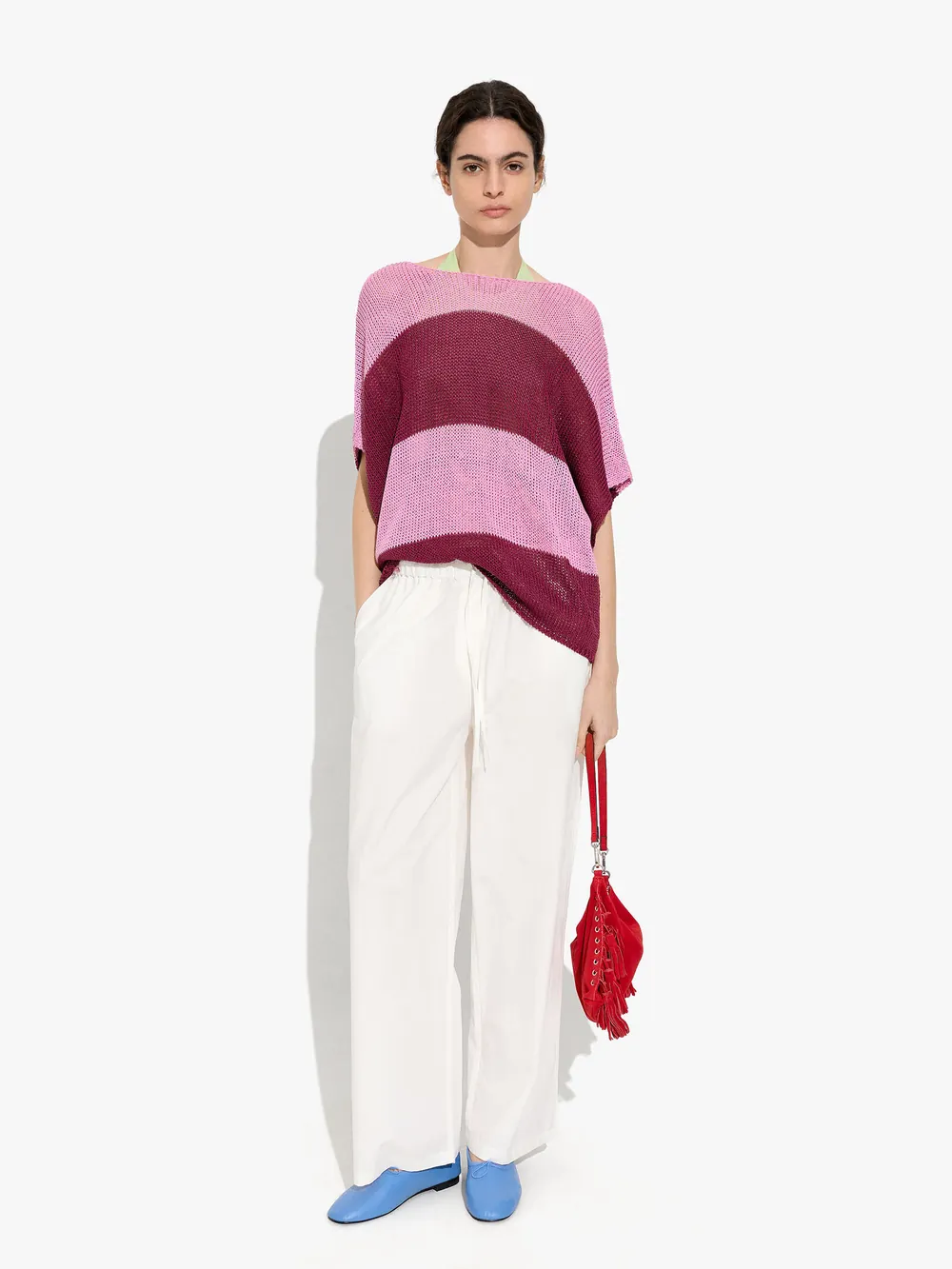 Sweater in fine knit with stripes
