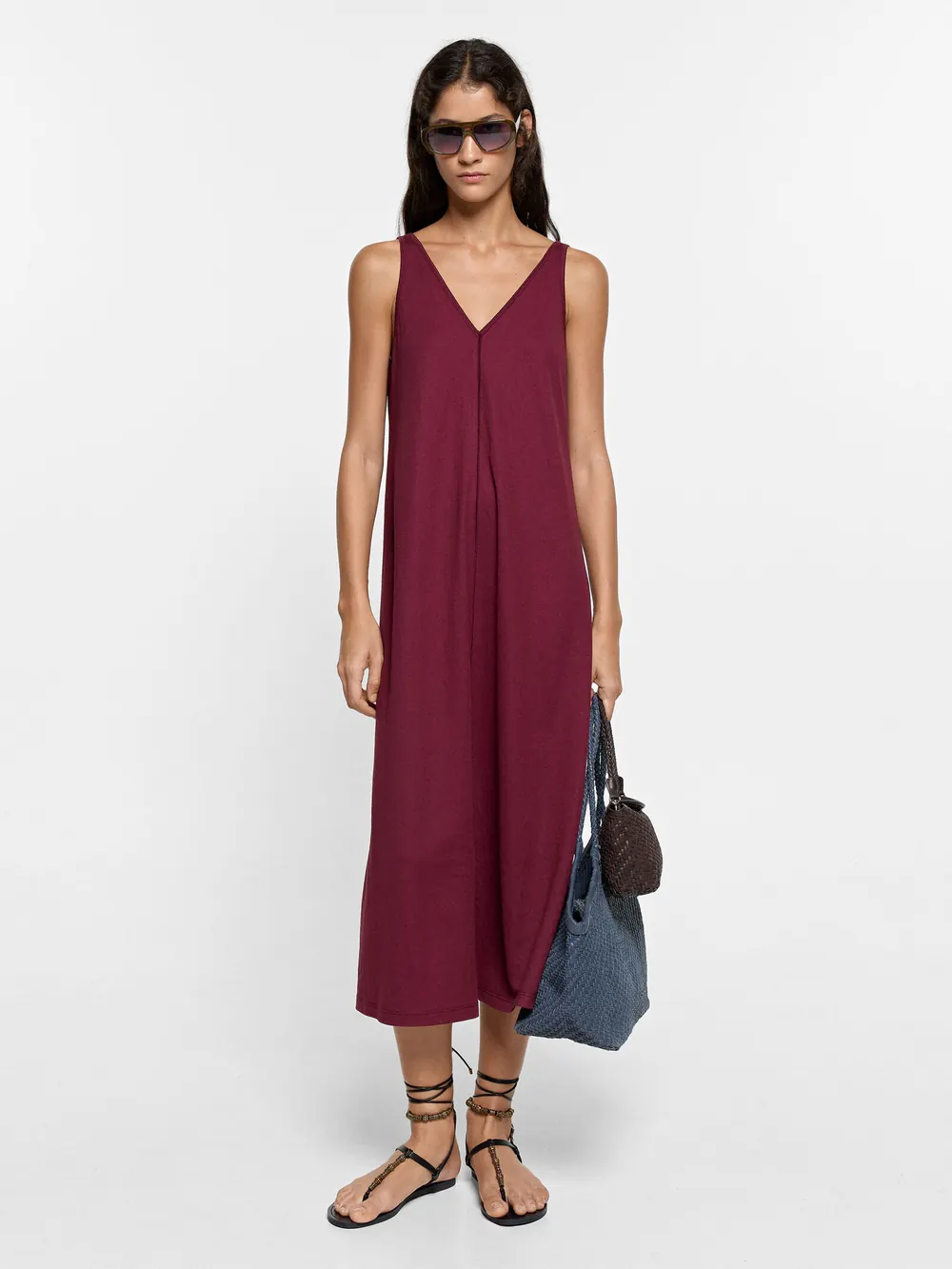 Midi dress with straps