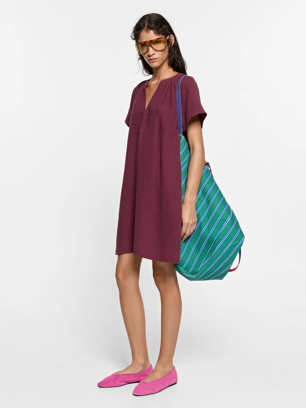 Plain dress with 100% cotton