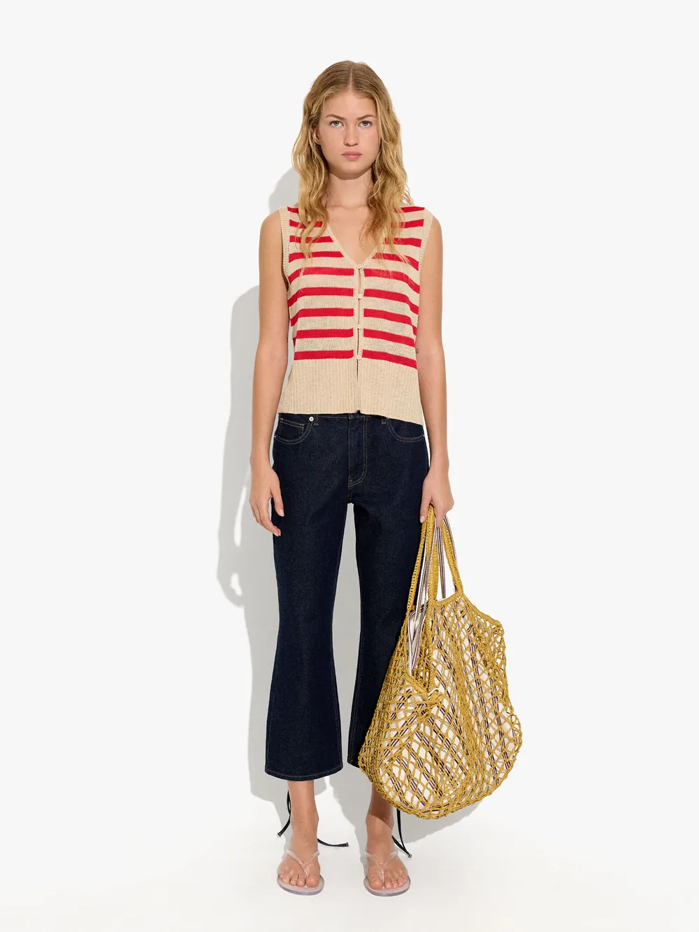 Vest with striped knit