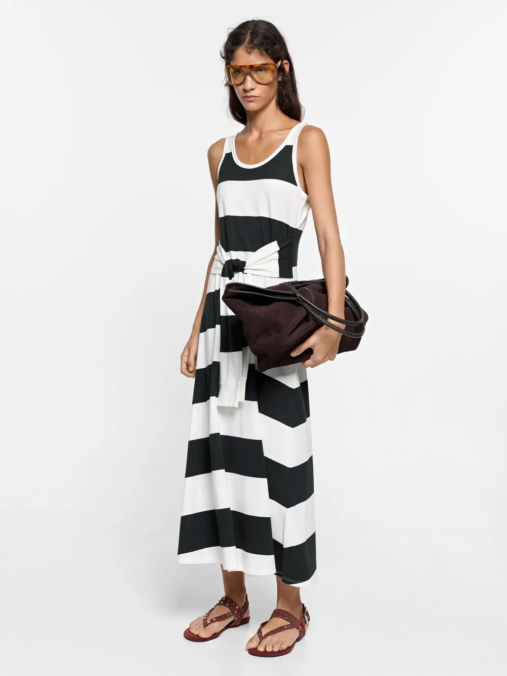 Midi dress with stripes 100% cotton