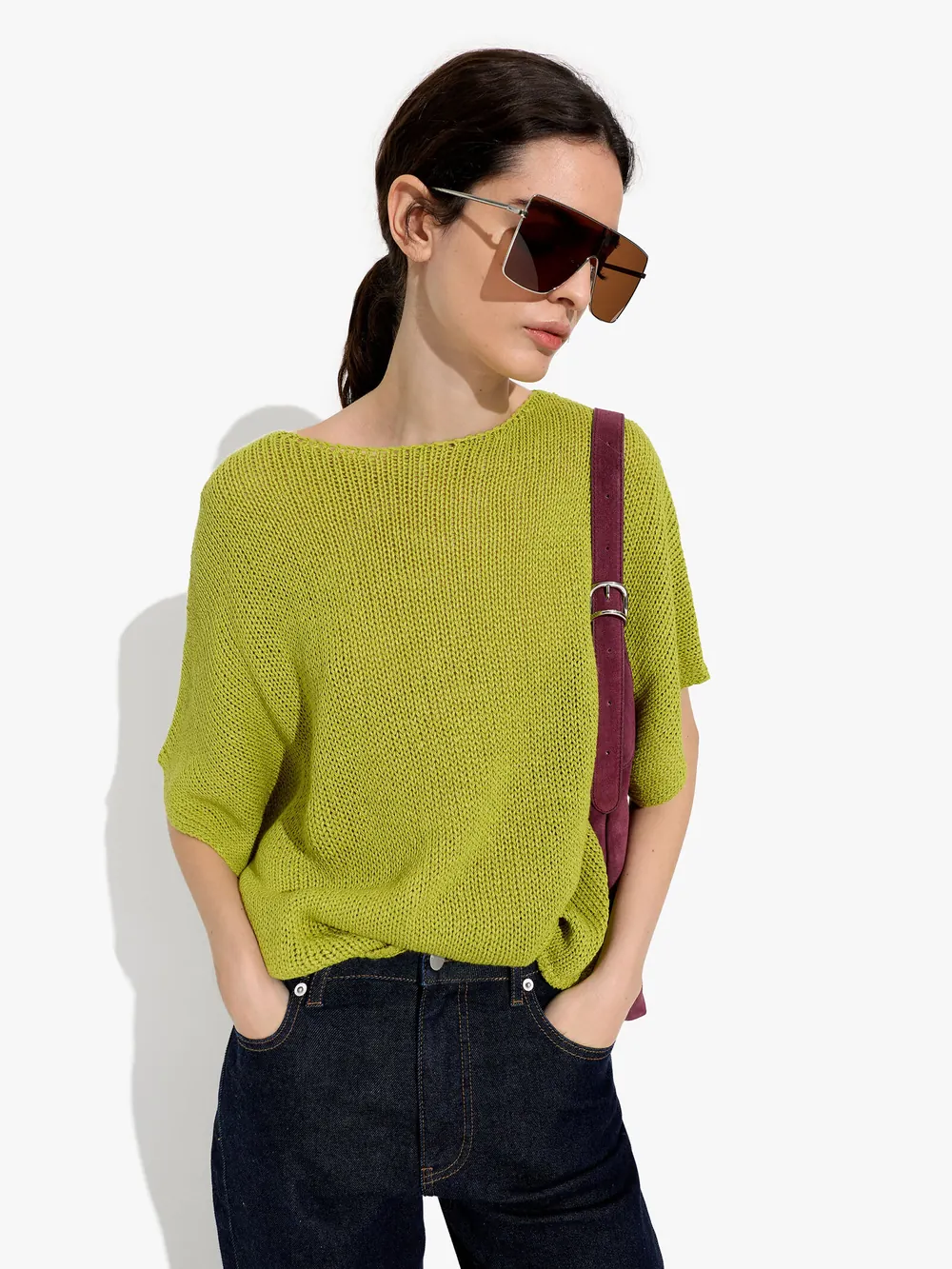 Plain knit blouse