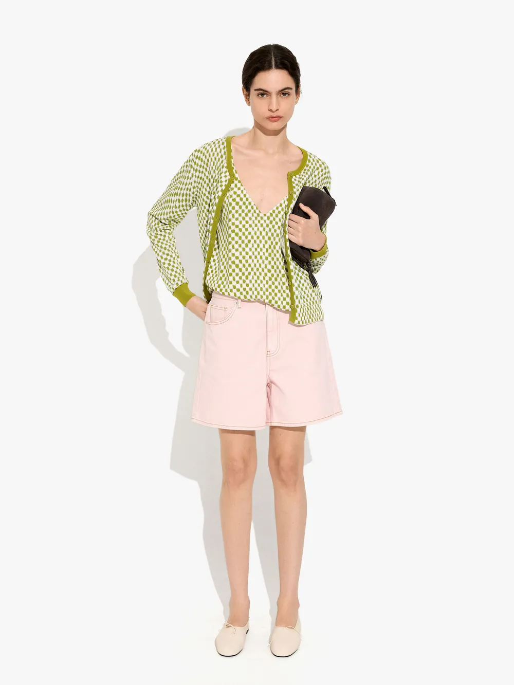 Printed fine-knit cardigan
