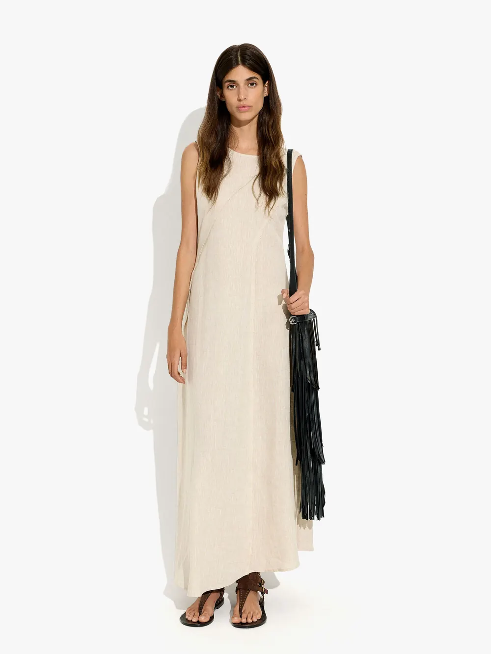 Dress with diagonal detail 100% linen