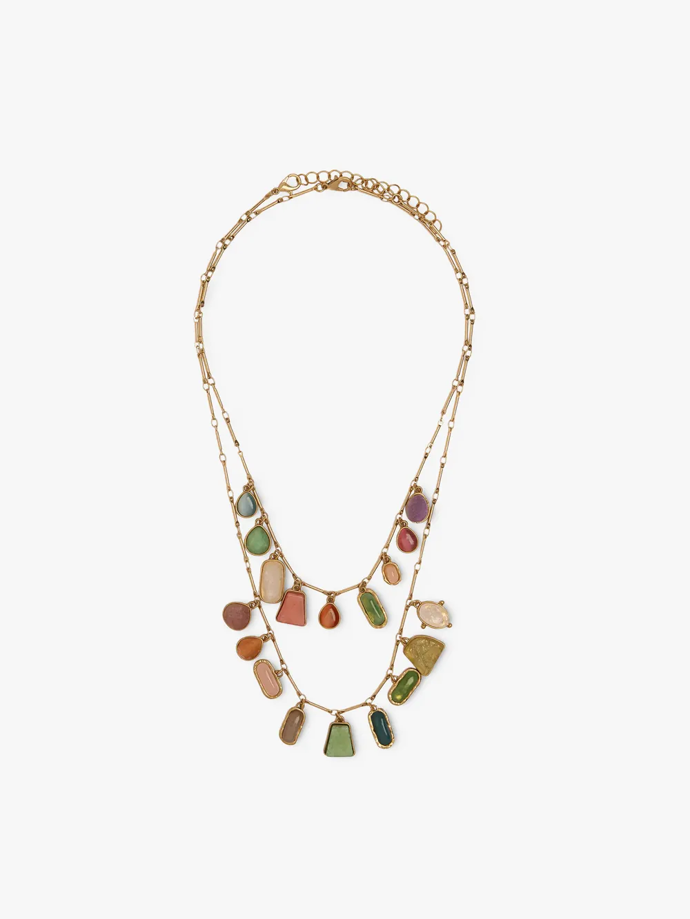 Set of geometric stone pendant necklaces