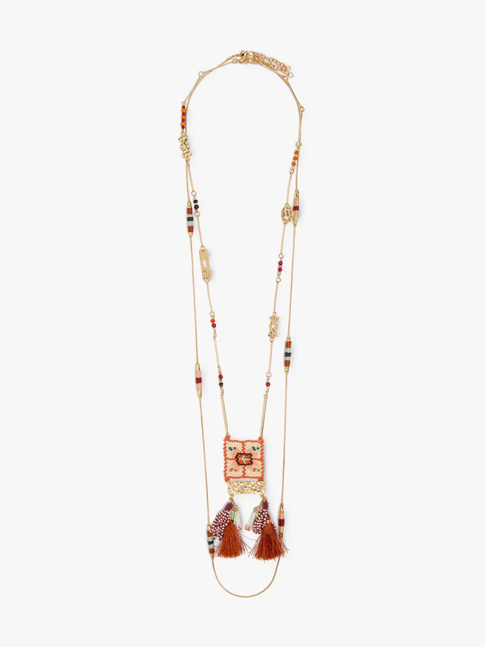 Set of long necklaces with bead pendant