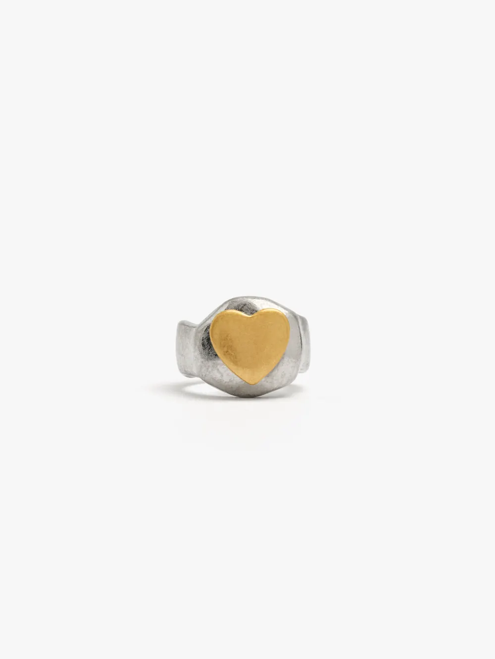 Bicolor ring with heart for pinky