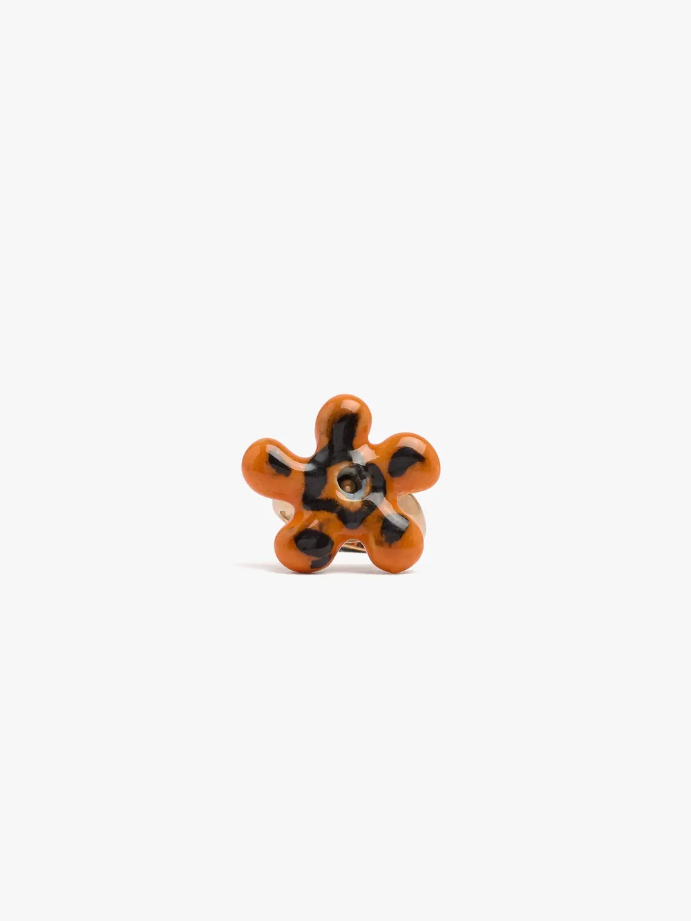 Ceramic flower ring with enamel