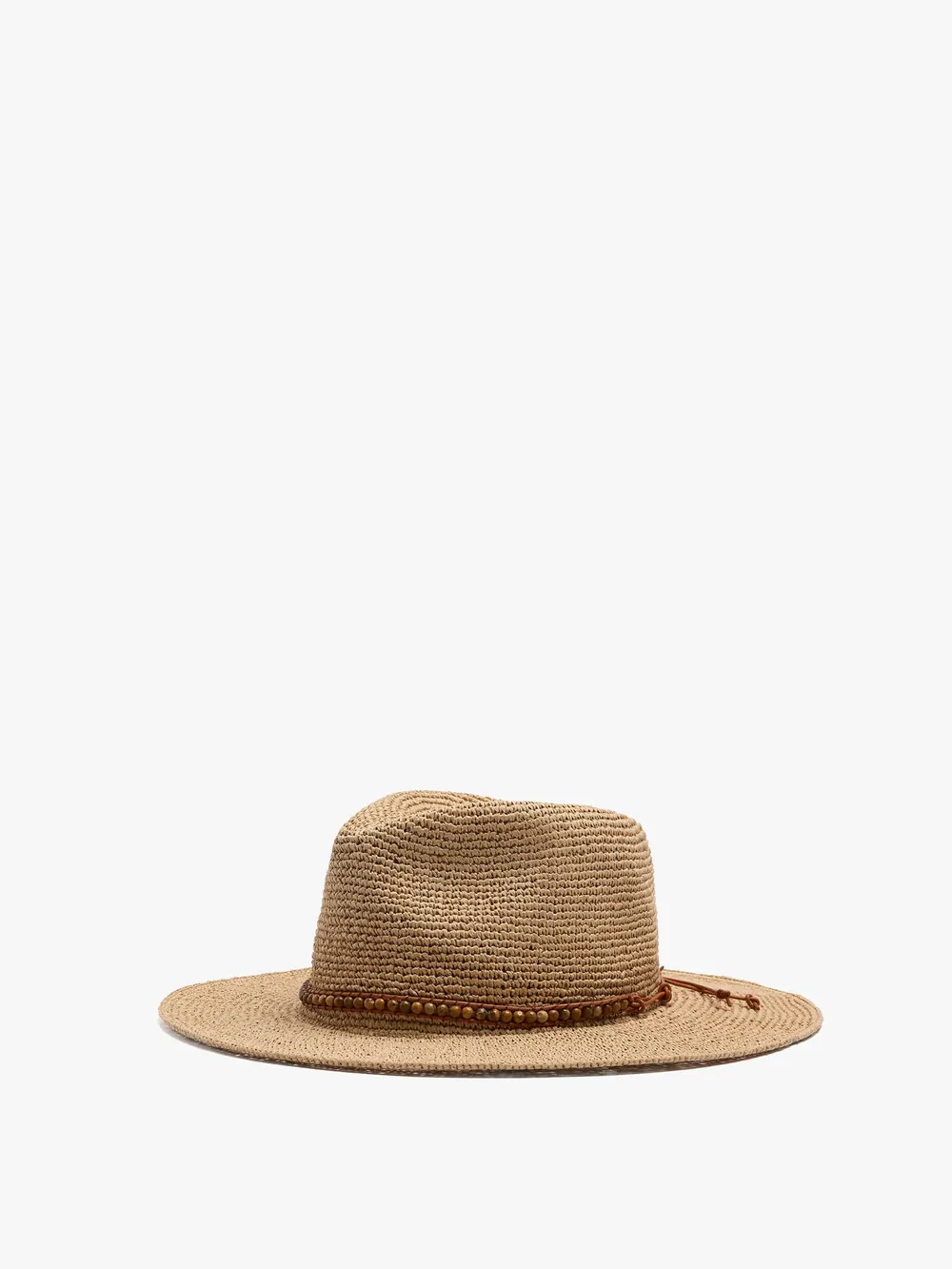 Paper straw effect hat with beads belt