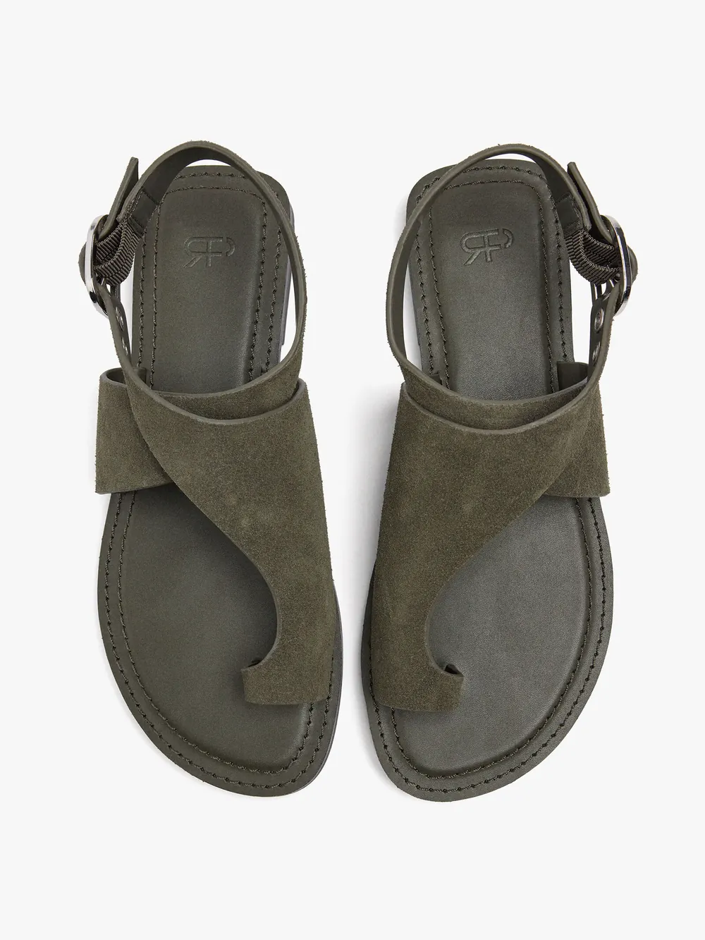 Leather flat sandals with crossed strap