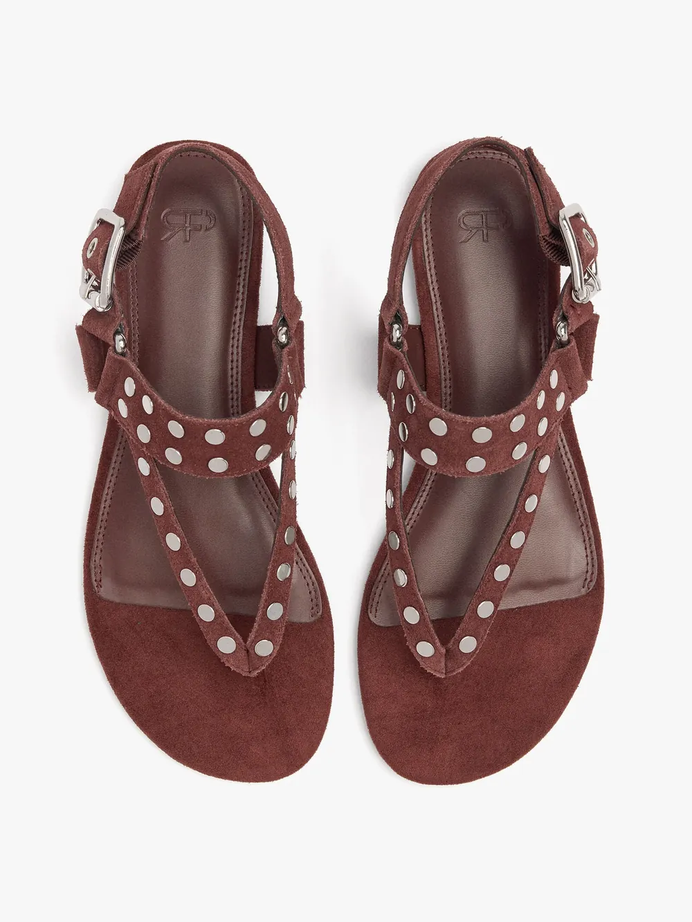 Flat leather sandals with studs